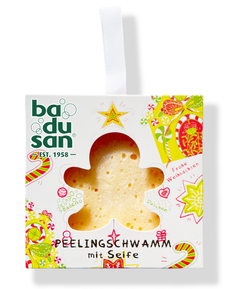 Peelingschwamm mit Seife Lebkuchenmann