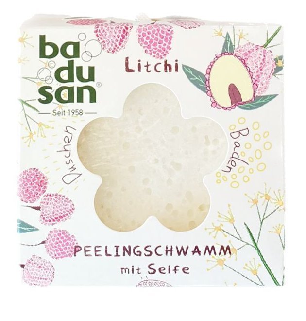 Peelingschwamm mit Seife Litchi